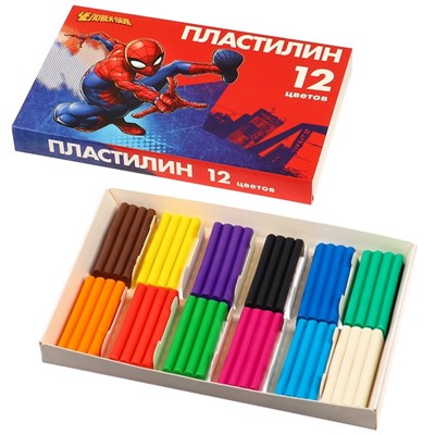 Пластилин 12 цветов 180 г «Супергерой», Человек-паук