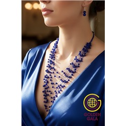 Комплект бижутерии "Хрустальная россыпь" , цвет яркий синий