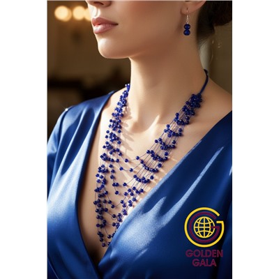 Комплект бижутерии "Хрустальная россыпь" , цвет яркий синий