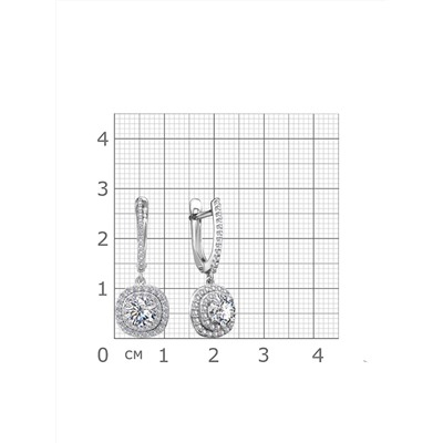 Серьги с фианитом родированные серебро 925*