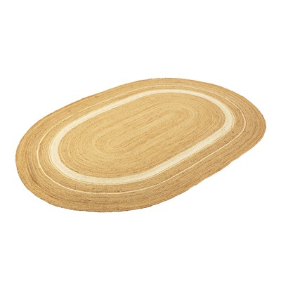 Ковер из джута овальный с вставками белого цвета из коллекции Ethnic, 160х230см