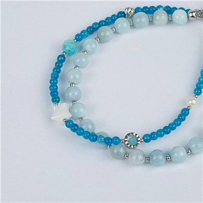 Радуга Самоцветов Брелок из Аквамарина, Апатита, Амазонита, Перламутра и Жемчуга