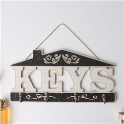 Настенные крючки декоративные «Домик. Ключи», ключница, дерево, 3.5×35×17.5 см