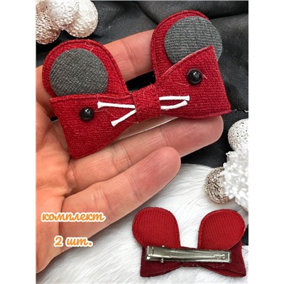 Зажим-уточка для волос детский "Мышка" 2 шт УТ3 тип 4