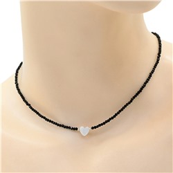 Чокер женский из шпинели "Сердце" шарик граненый 2мм цвет черный, 38см