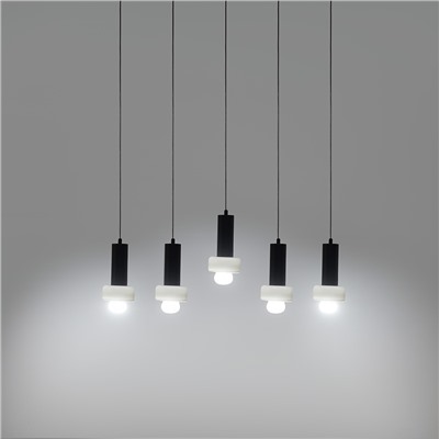 Светильник подвесной каскадный Fungus, Ø15х25 см, 5 плафонов, белый/черный