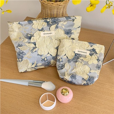 Cosmetic bag, handheld shoulder bag, small clutch bag, travel bag, storage bag, liner, wallet, city style, flowered