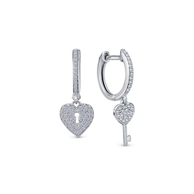 Серьги с фианитом родированные серебро 925*