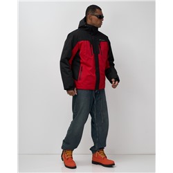 Горнолыжная куртка мужская зимняя красного цвета 7612Kr