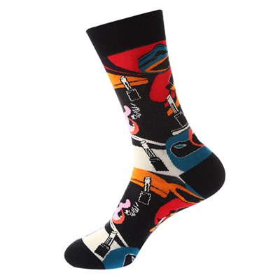 Tide, demi-season fashionable trend socks, mid-length, European style