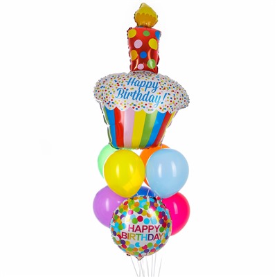 Воздушные шары, набор «Happy Birthday. Пироженка», латекс, фольгированные, 9 шт.