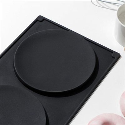 Форма для выпечки Доляна «Бискотто», силикон, 2 ячейки, 35×19.5×1.7 см, d=16 см, чёрная