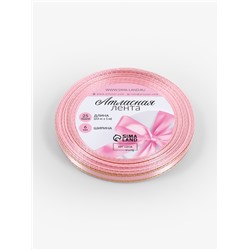 Лента атласная, с золотым люрексом, 6 мм, 23±1 м, розовая №04