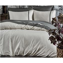 2 сп. Евро Комплект Постельного Белья Cotton Saten New Basic Pudra Çift - EcoCotton