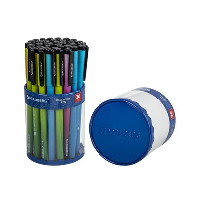 Ручка шариковая BRAUBERG SOFT TOUCH GRIP "GRADE NEON", СИНЯЯ, мягк.покрытие, ассорти,0,7мм,143710