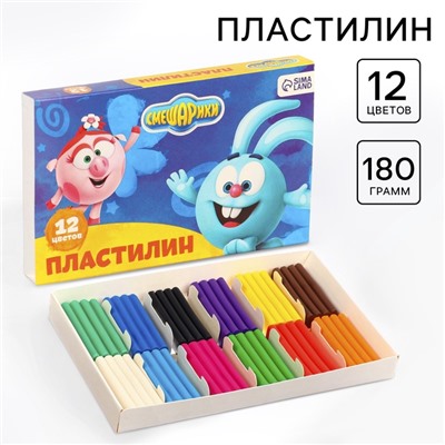 Пластилин 12 цветов, 180 г «Смешарики»