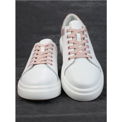 05-PDXT13-2 WHITE/PINK Кроссовки женские (натуральная кожа)
