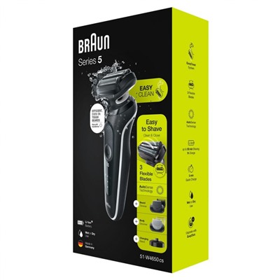 Braun Elektrischer Rasierer fur Manner quot;Series 5 51-W4650csquot; in Schwarz  Электробритва мужская "Series 5 51-W4650cs" в черном