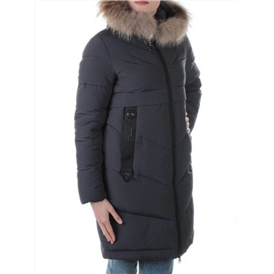 19-896 DK. GRAY Пальто с мехом енота Kacuci