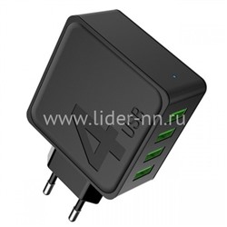СЗУ 4 USB выхода (4000mAh/5V) черный (AWEI C-842)