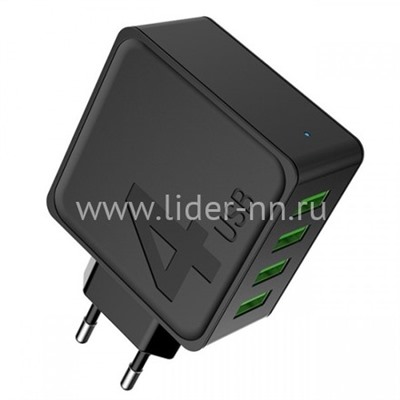 СЗУ 4 USB выхода (4000mAh/5V) черный (AWEI C-842)