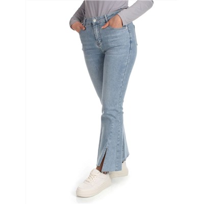 10101 BLUE Джинсы женские укороченные с разрезным низом AMG JEANS