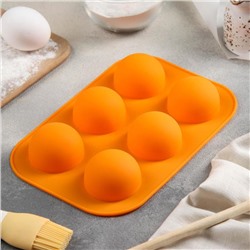 Форма для выпечки Доляна «Полусферы», силикон, 24×16 см, 6 ячеек, d=5.5 см, МИКС