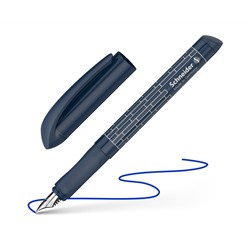 Ручка перьевая Schneider "Easy navy" синяя, 1 картридж, грип, темно-синий корпус