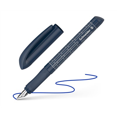 Ручка перьевая Schneider "Easy navy" синяя, 1 картридж, грип, темно-синий корпус