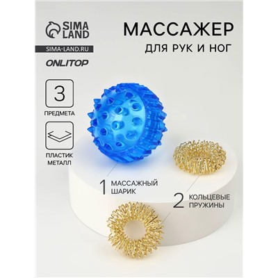 Массажёр для рук и ног, d = 3,5 см, 2 кольца, цвет синий
