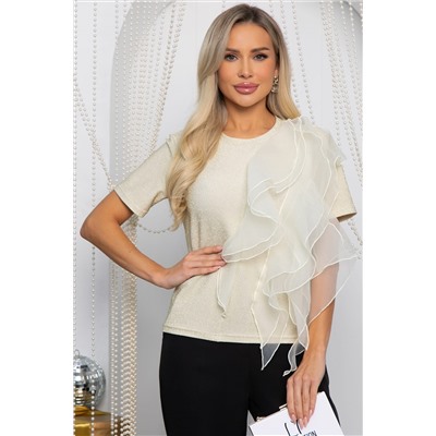 Блуза праздничная трикотажная Риана (бежевое золото) Б14619-5М