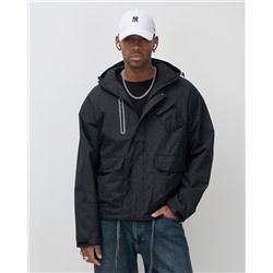 Куртка спортивная мужская весна осень черного цвета 25471Ch