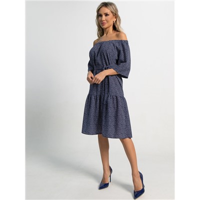 Платье с поясом Дафна (синее) П15523-8М