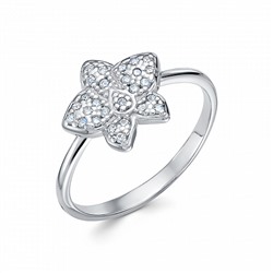 Кольцо с фианитом родированное серебро 925*