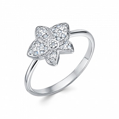 Кольцо с фианитом родированное серебро 925*