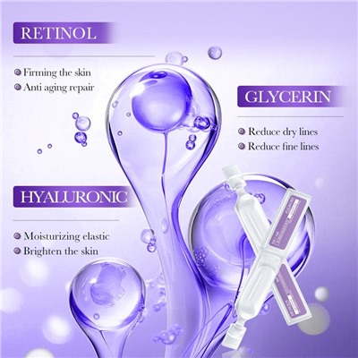 Курс сывороток для лица с Ретинолом и Гиалуроновой кислотой в ампулах Bioaqua, 30 шт. по 1 мл.