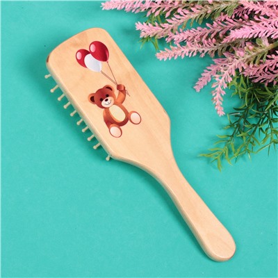 Расческа массажная детская "Baby brush" Медвежонок, цвет корич, 22*6,5см