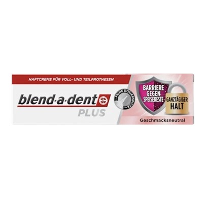 blend-a-dent Haftcreme Plus Barriere gegen Speisereste geschmacksneutral, 40 g, Крем-клей для фиксации зубных протезов Plus Барьер против остатков пищи, без вкусовых добавок, 40 г
