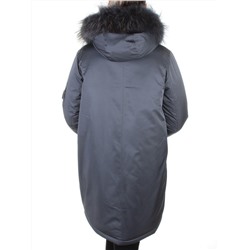 E-1961 DK. GREY Пальто женское с натуральным мехом Evcanbady