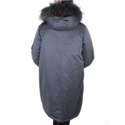 E-1961 DK. GREY Пальто женское с натуральным мехом Evcanbady