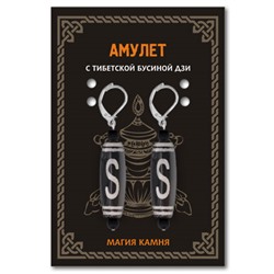 DZSE-010 Серьги с бусинами Дзи Денежный крючок