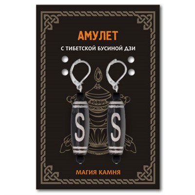 DZSE-010 Серьги с бусинами Дзи Денежный крючок
