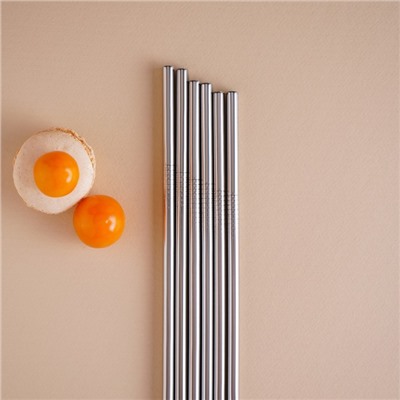 Набор металлических трубочек Straws, 6 шт., 21 см, сталь 304