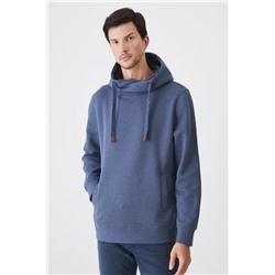 Bluza męska z kapturem wzorzysta  kolor niebieski