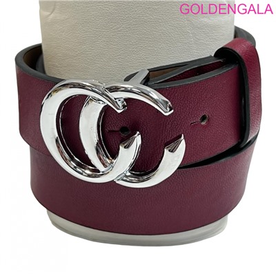 Ремень женский из мягкой экокожи 114 см темно-бордовый Р15