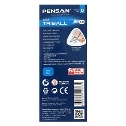 Ручка шариковая масляная Pensan Triball, узел-игла 1.0 мм, трёхгранная, чернила синие