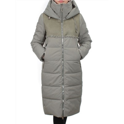 23-636 OLIVE Пальто зимнее женское (холлоффайбер 150 гр., искусственная дубленка)