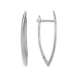 Серьги 'Галочка' узкая, родий ТПС.185БКR-2