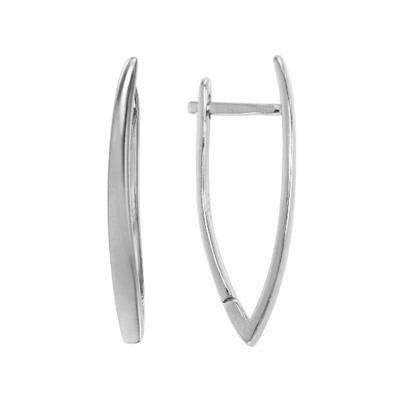Серьги 'Галочка' узкая, родий ТПС.185БКR-2