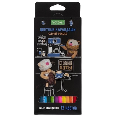 Карандаши 12цв Кофейные коты "ECO" Хатбер CS_091071/12/Китай